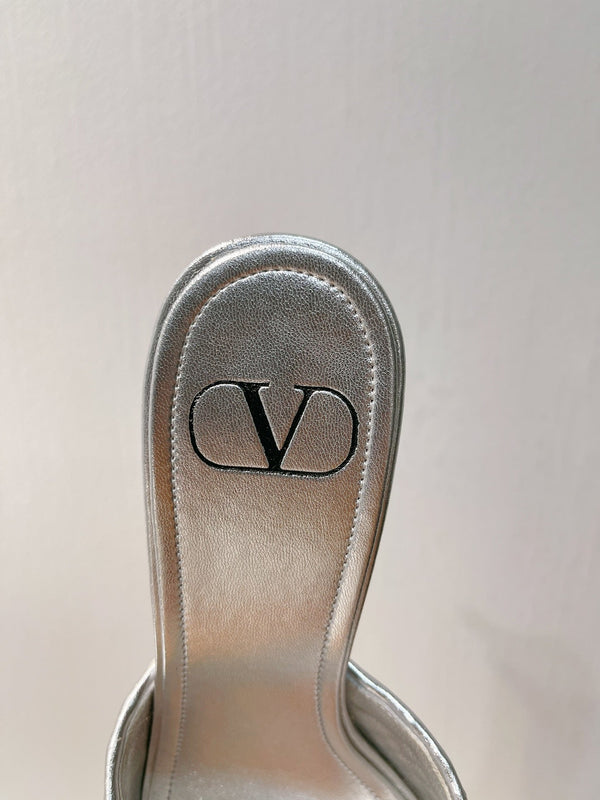 VT High Heeled Sandals Silver Sheepskin 292798