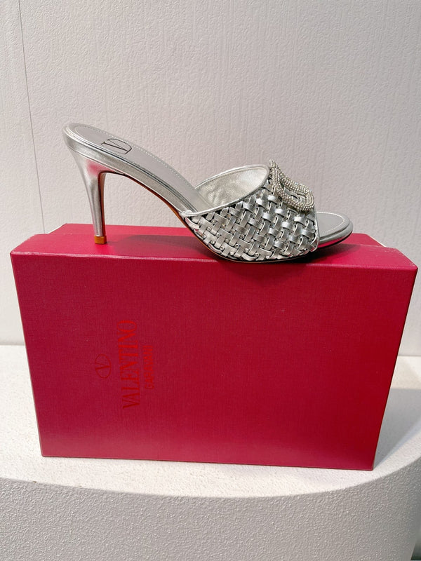 VT High Heeled Sandals Silver Sheepskin 292798