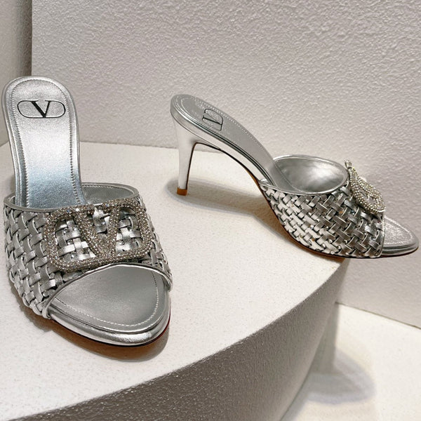 VT High Heeled Sandals Silver Sheepskin 292798