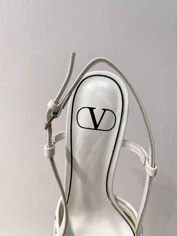 VT High Heeled Slingbacks White Sheepskin 292800