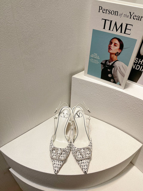 VT High Heeled Slingbacks White Sheepskin 292800