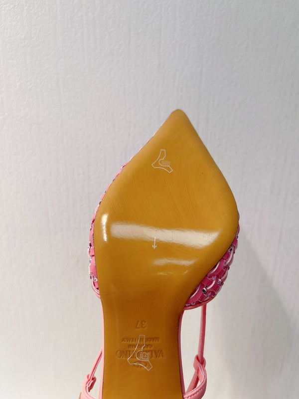 VT High Heeled Slingbacks Pink Sheepskin 292802