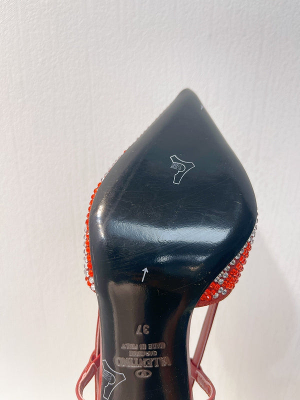 VT High Heeled Slingbacks Red Sheepskin 292816