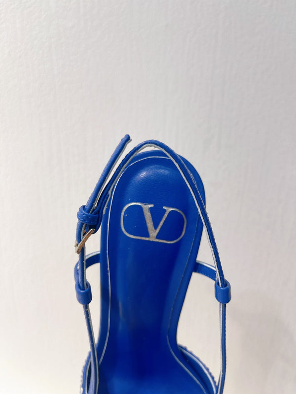 VT High Heeled Slingbacks Blue Sheepskin 292817