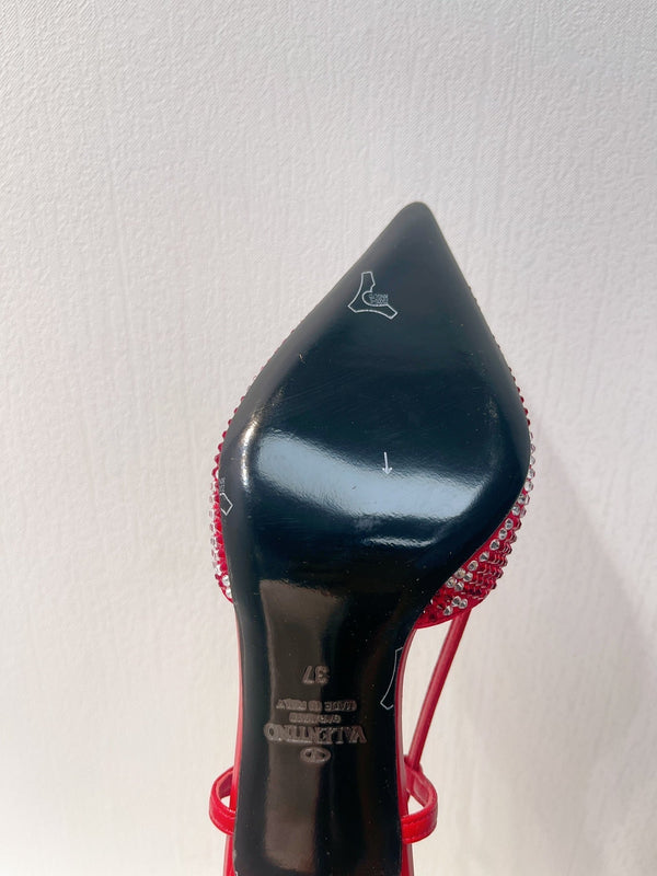 VT High Heeled Slingbacks Cherry Red Sheepskin 292819