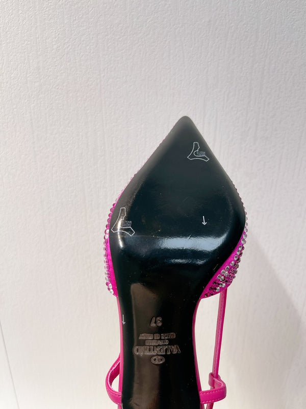 VT Slingback con tacco alto in pelle di pecora rosa fucsia 292821
