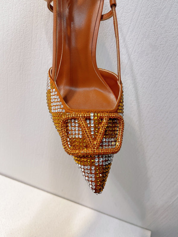 VT High Heeled Slingbacks Russet Sheepskin 292822