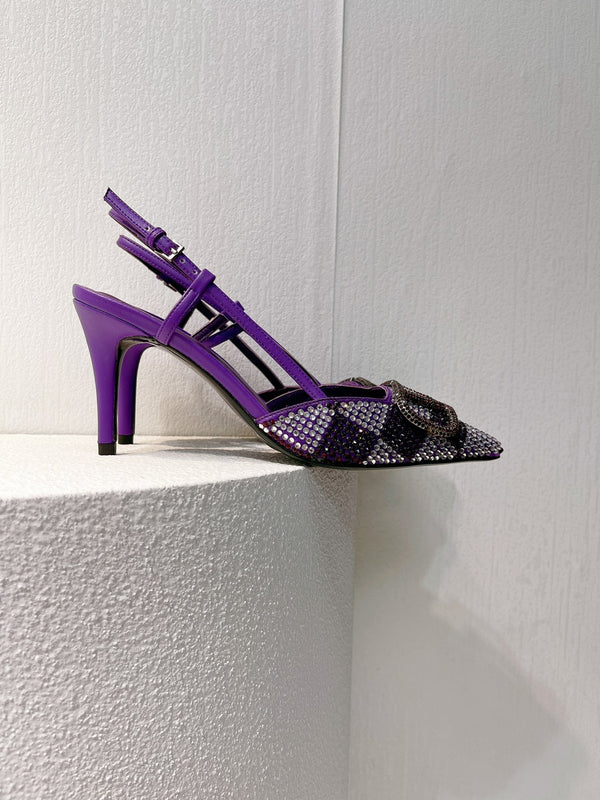 VT High Heeled Slingbacks Purple Sheepskin 292830