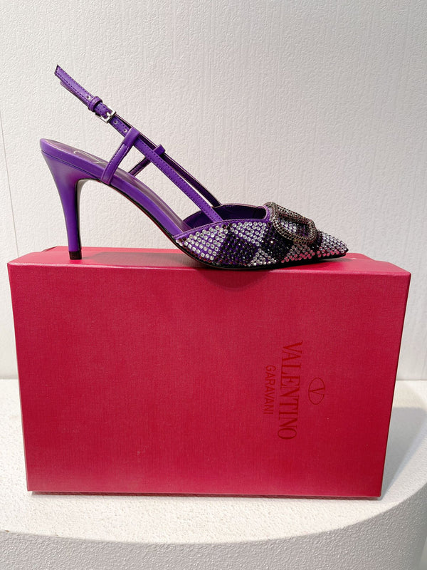 VT High Heeled Slingbacks Purple Sheepskin 292830