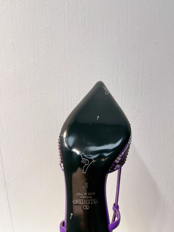 VT High Heeled Slingbacks Purple Sheepskin 292830