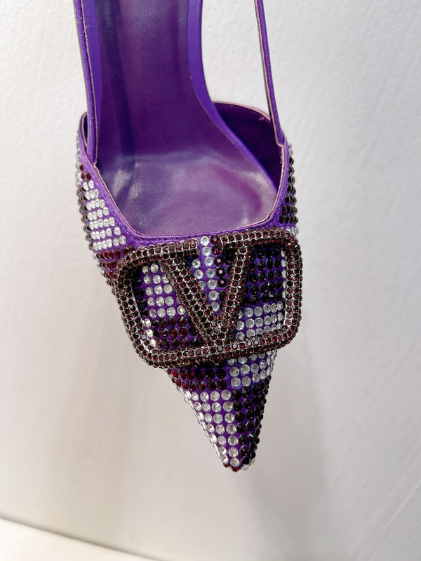 VT High Heeled Slingbacks Purple Sheepskin 292830