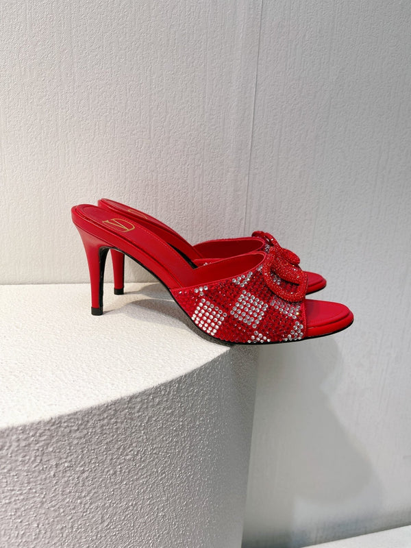 VT High Heeled Sandals Cherry Red Sheepskin 292838