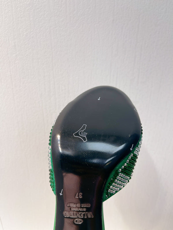 VT High Heeled Sandals Green Sheepskin 292840