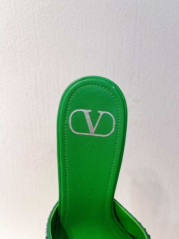 VT High Heeled Sandals Green Sheepskin 292840