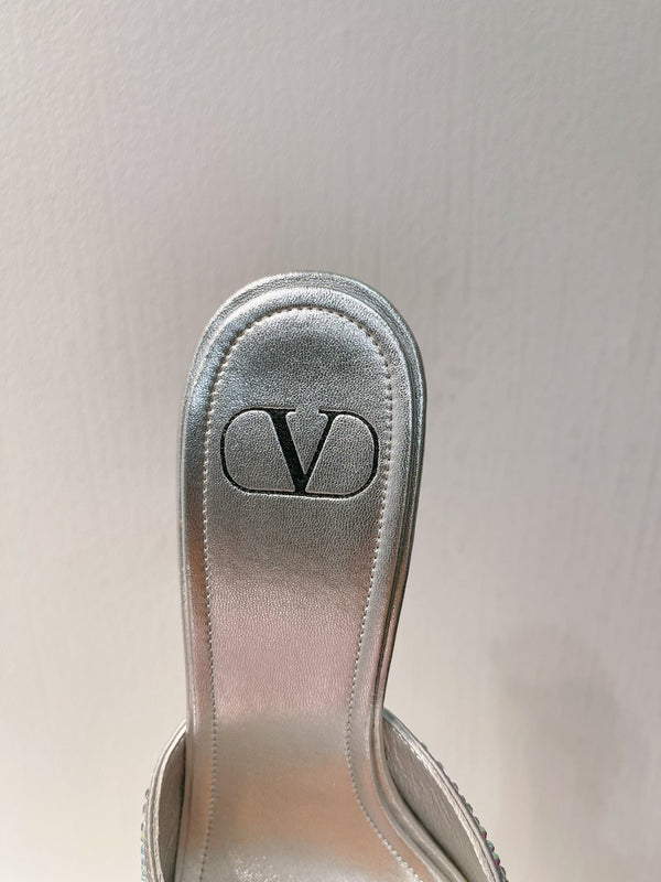 VT High Heeled Sandals Silver Sheepskin 292844