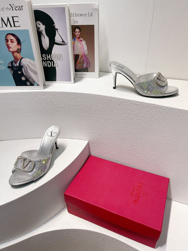 VT High Heeled Sandals Silver Sheepskin 292844