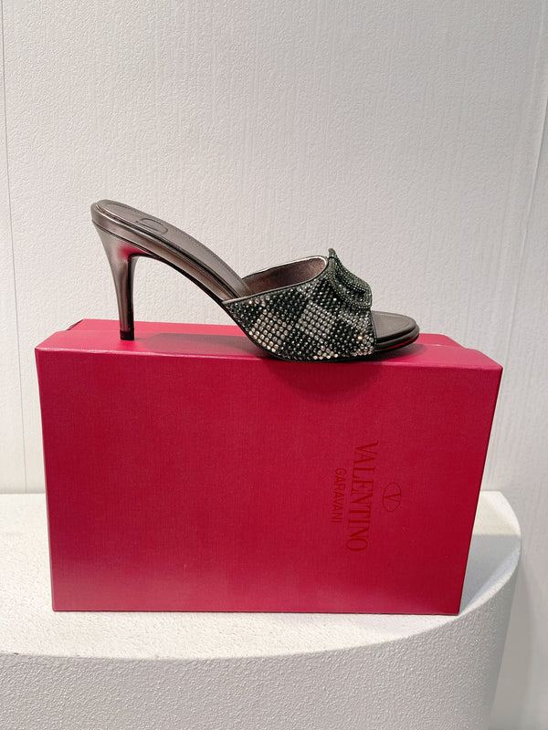 VT High Heeled Sandals Gray Sheepskin 292845