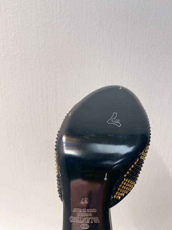 VT High Heeled Sandals Gold mix Black Sheepskin 292846