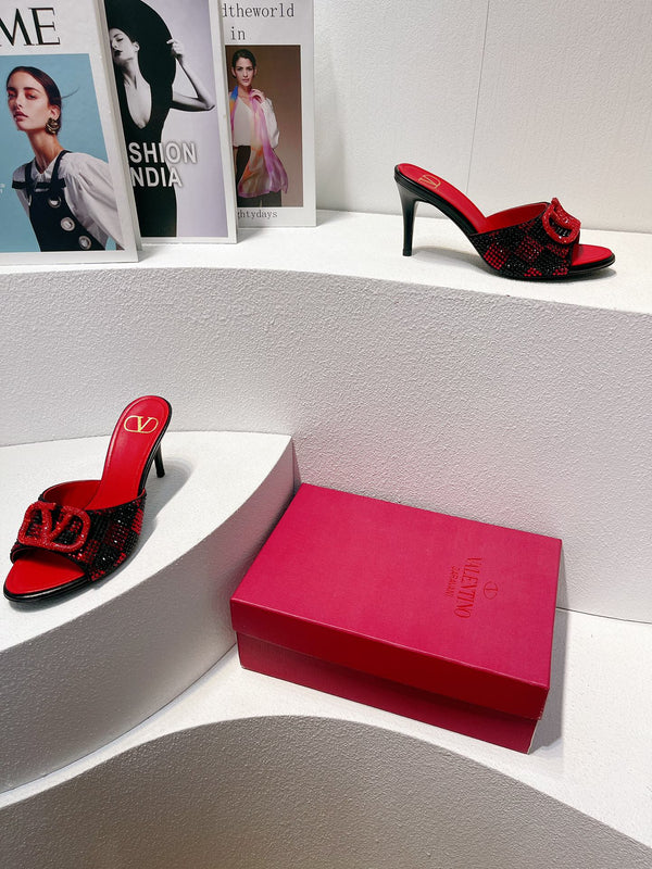 VT High Heeled Sandals Red mix Black Sheepskin 292847