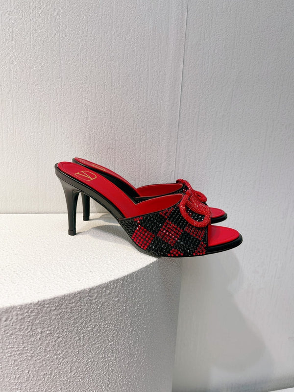 VT High Heeled Sandals Red mix Black Sheepskin 292847