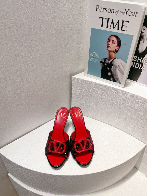 VT High Heeled Sandals Red mix Black Sheepskin 292847