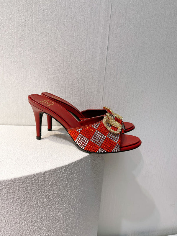 VT High Heeled Sandals Red Sheepskin 292849