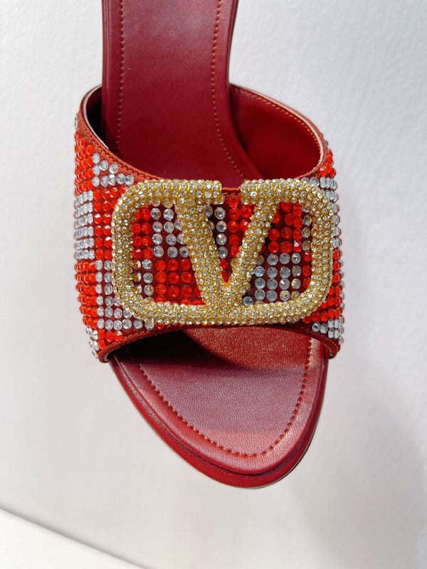 VT High Heeled Sandals Red Sheepskin 292849