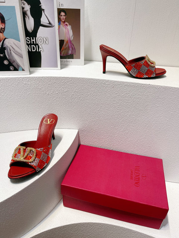 VT High Heeled Sandals Red Sheepskin 292849