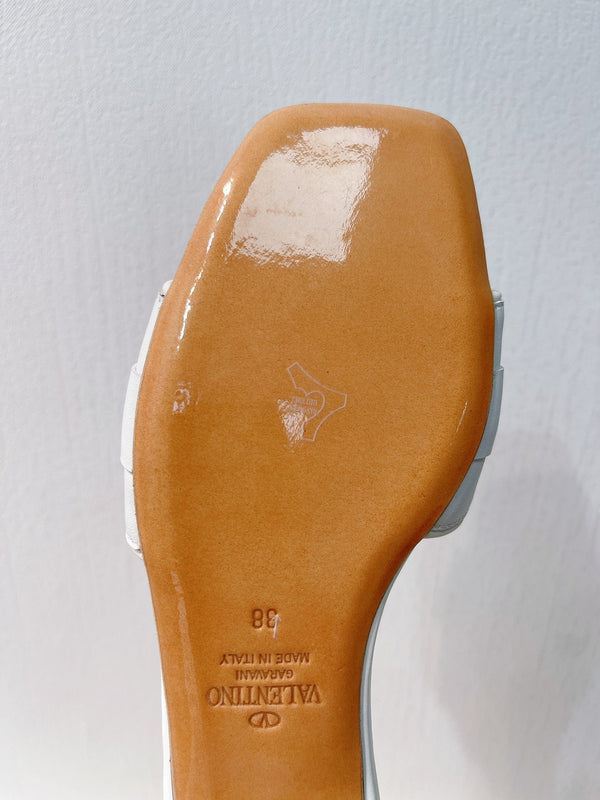 VT Moon Slides in Leather White Cowhide 292858