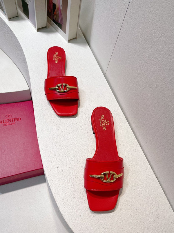 VT Moon Slides in Leather Red Cowhide 292859