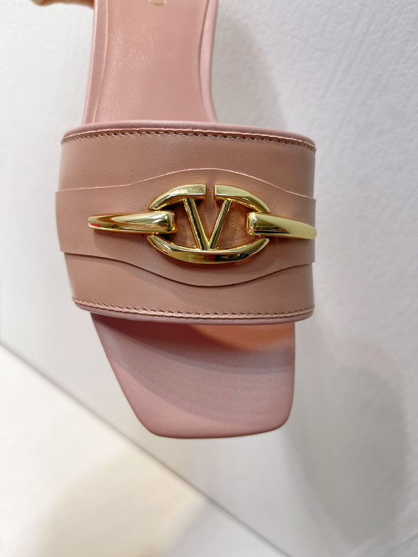 VT Moon Slides in Leather Pink Cowhide 292860