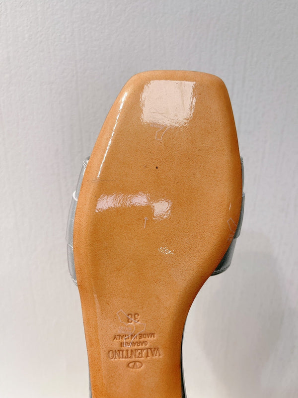 VT Moon Slides in Leather Silver Cowhide 292863