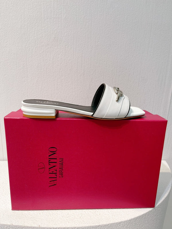 VT Moon Slides in Leather White Cowhide 292865