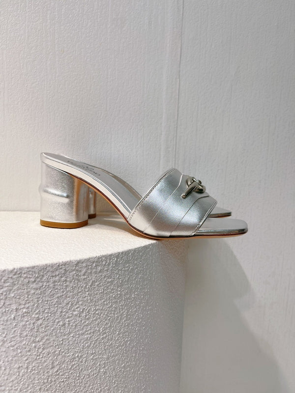 VT Leather Mules Silver Cowhide 292874