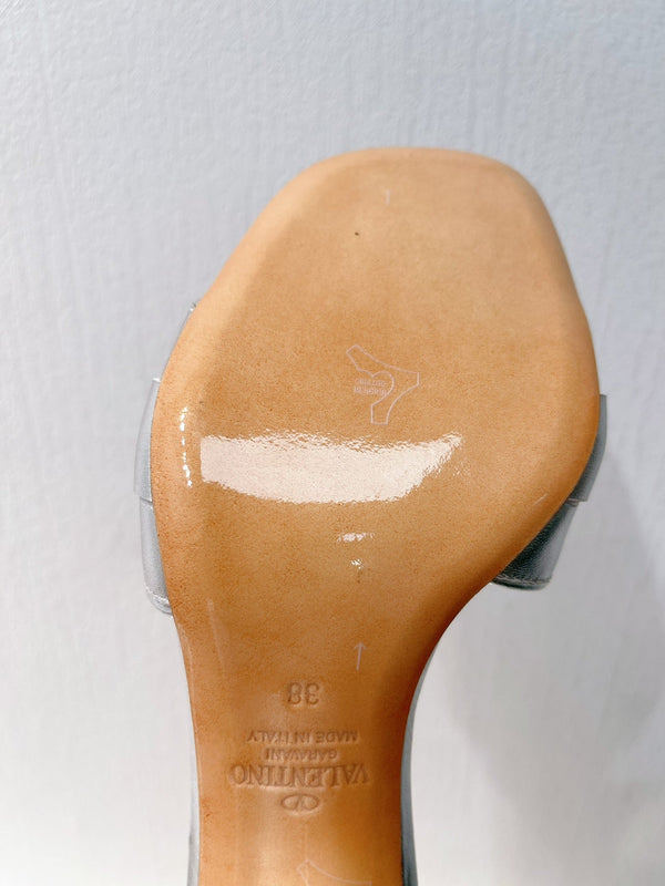 VT Leather Mules Silver Cowhide 292874