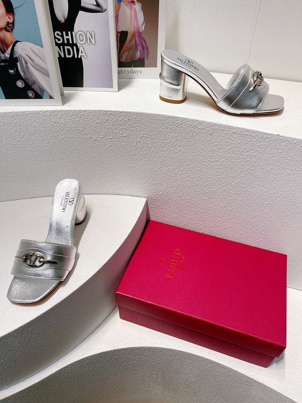 VT Leather Mules Silver Cowhide 292874