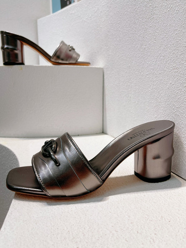 VT Leather Mules Gray Cowhide 292875