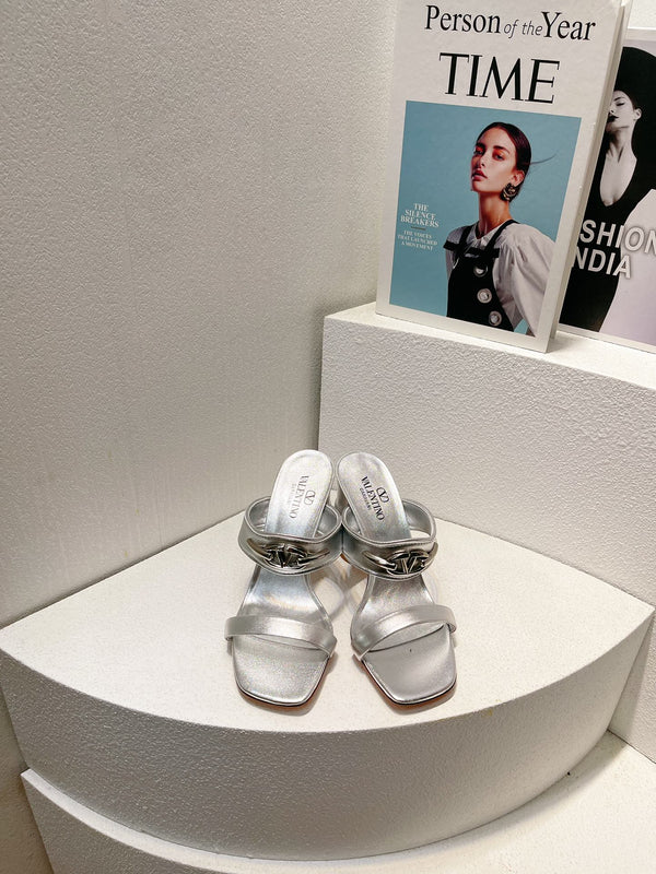 VT Heeled Sandal Silver Cowhide 292883
