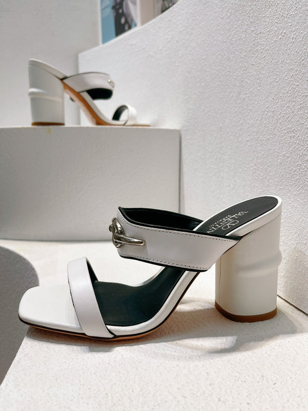 VT Heeled Sandal White Cowhide 292886