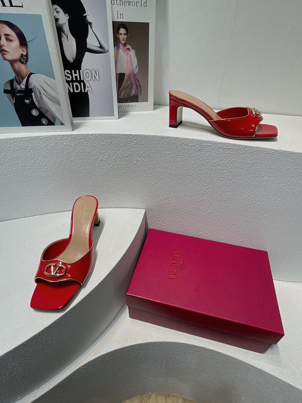 VT Mid Heel Mule Sandal Red Sheepskin 292759