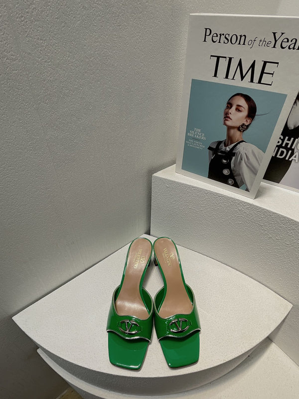 VT Mid Heel Mule Sandal Green Sheepskin 292760
