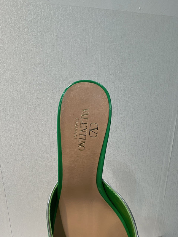 VT Mid Heel Mule Sandal Green Sheepskin 292760