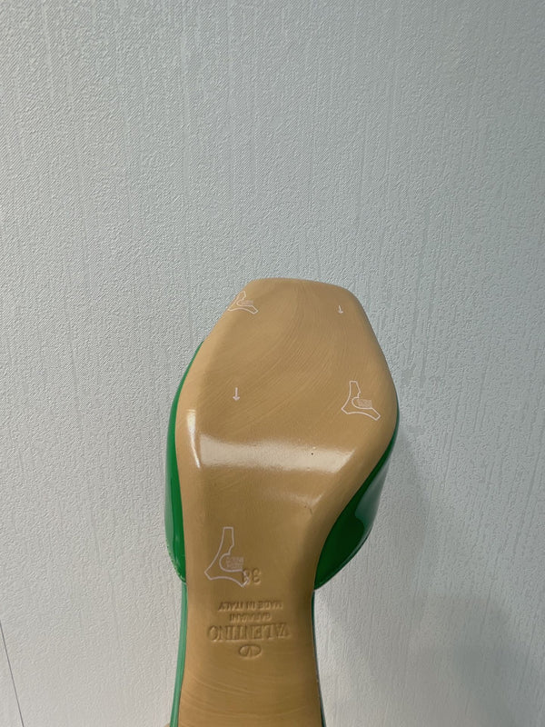 VT Mid Heel Mule Sandal Green Sheepskin 292760