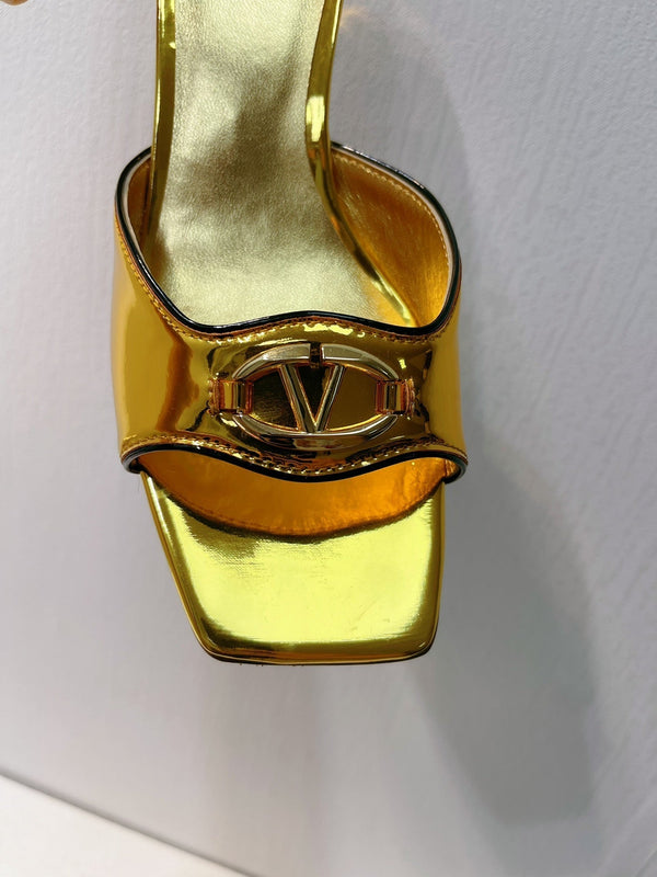 VT Mid Heel Mule Sandal Gold Sheepskin 292764