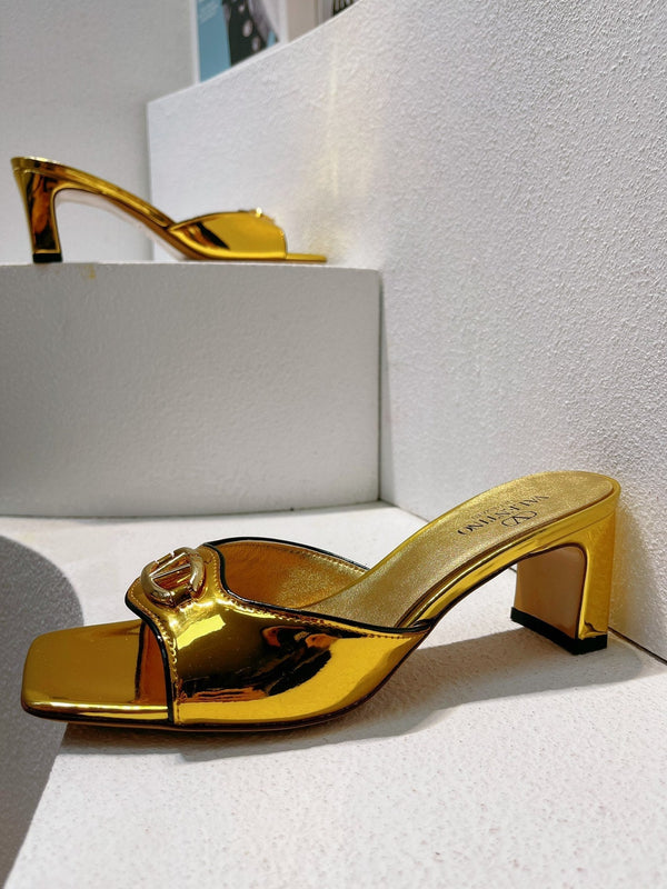 VT Mid Heel Mule Sandal Gold Sheepskin 292764