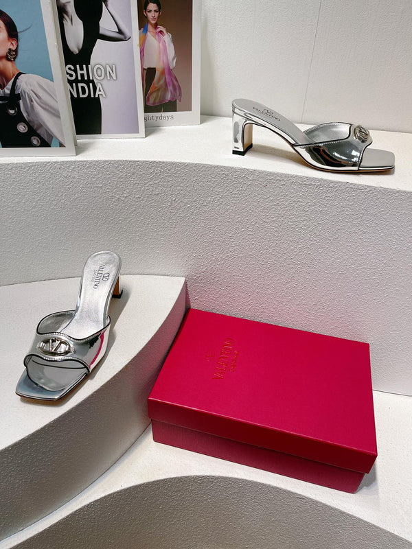 VT Mid Heel Mule Sandal Silver Sheepskin 292765