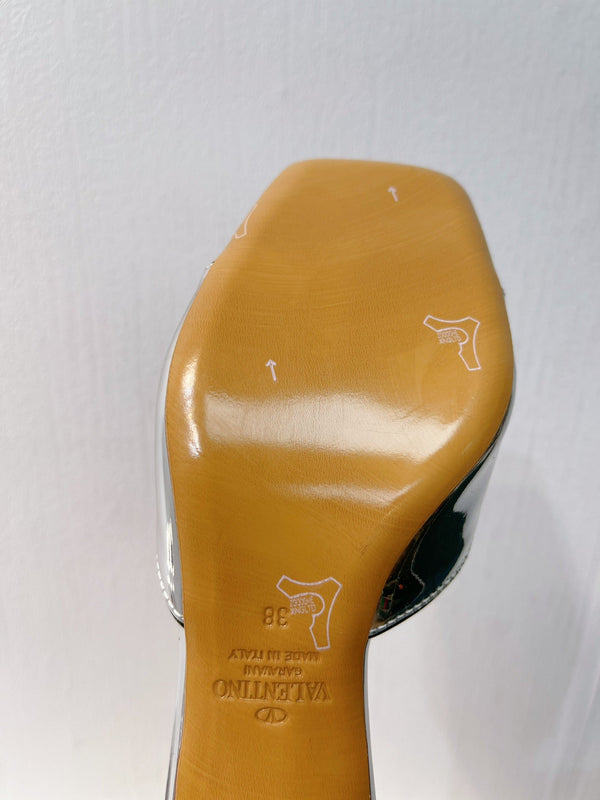 VT Mid Heel Mule Sandal Silver Sheepskin 292765