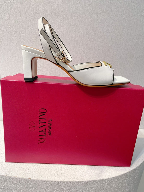 VT Sandals Heels 50mm White Cowhide 292768