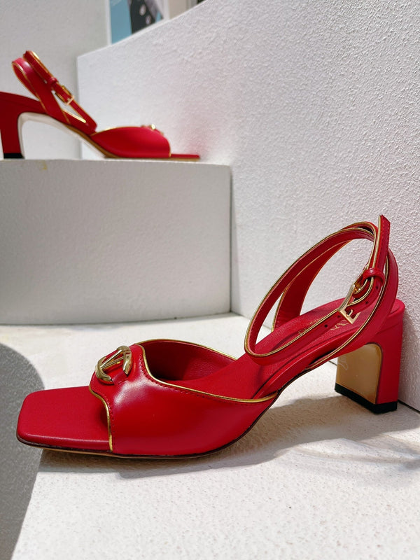 Sandali VT Tacco 50mm Pelle di Vacchetta Rossa 292769