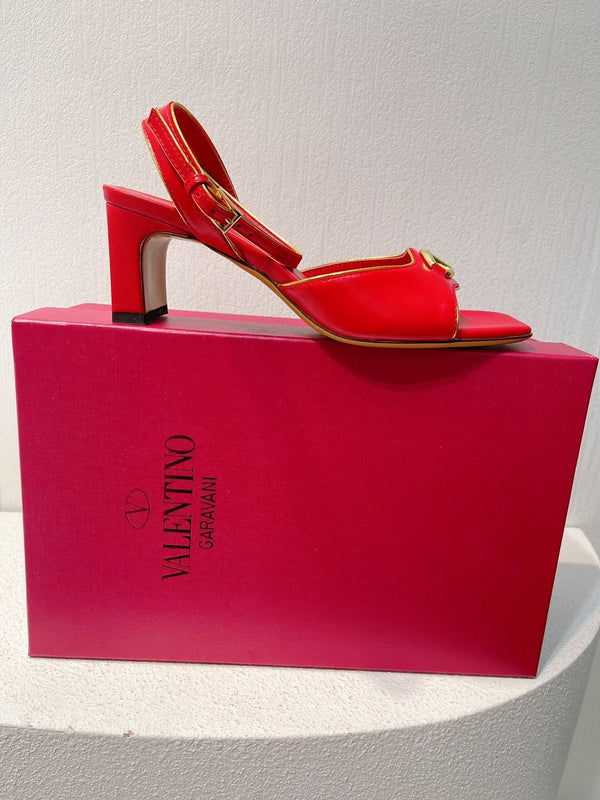 Sandali VT Tacco 50mm Pelle di Vacchetta Rossa 292769